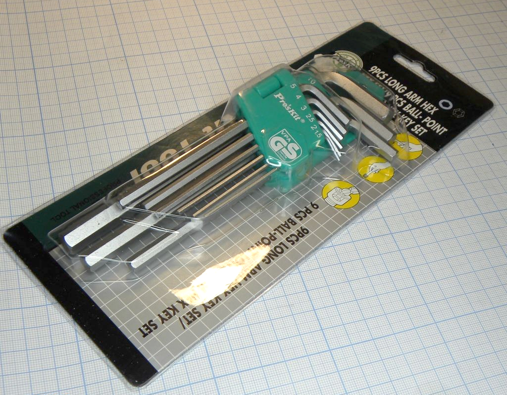 HW-129 - Набор ключей-шестигранников с удлиненной ручкой, 9 шт