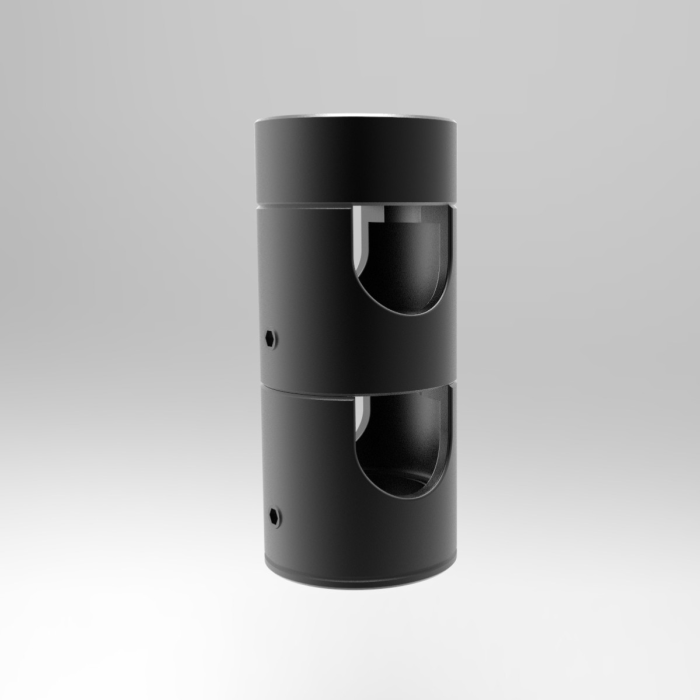 Крепление MOONLIGHT-CYL-D18-DUO-BLACK 047340 - Крепление герметичной ленты MOONLIGHT D18. Материал сталь, цвет чёрный.  Габариты держателя в сборке 34x34x76 мм.