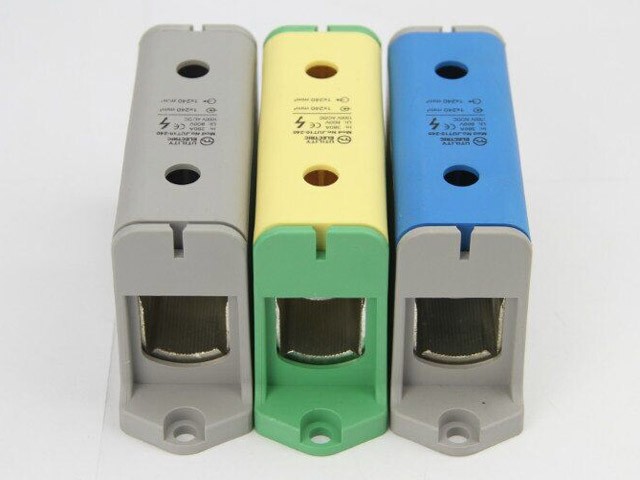 Силовая клемма JUT10-240-BE - Силовая клемма, тип фиксации провода: винтовой, номинальное сечение: 240 мм кв., 1000V, 425A, ширина: 37 мм, цвет: синий, тип монтажа: DIN35