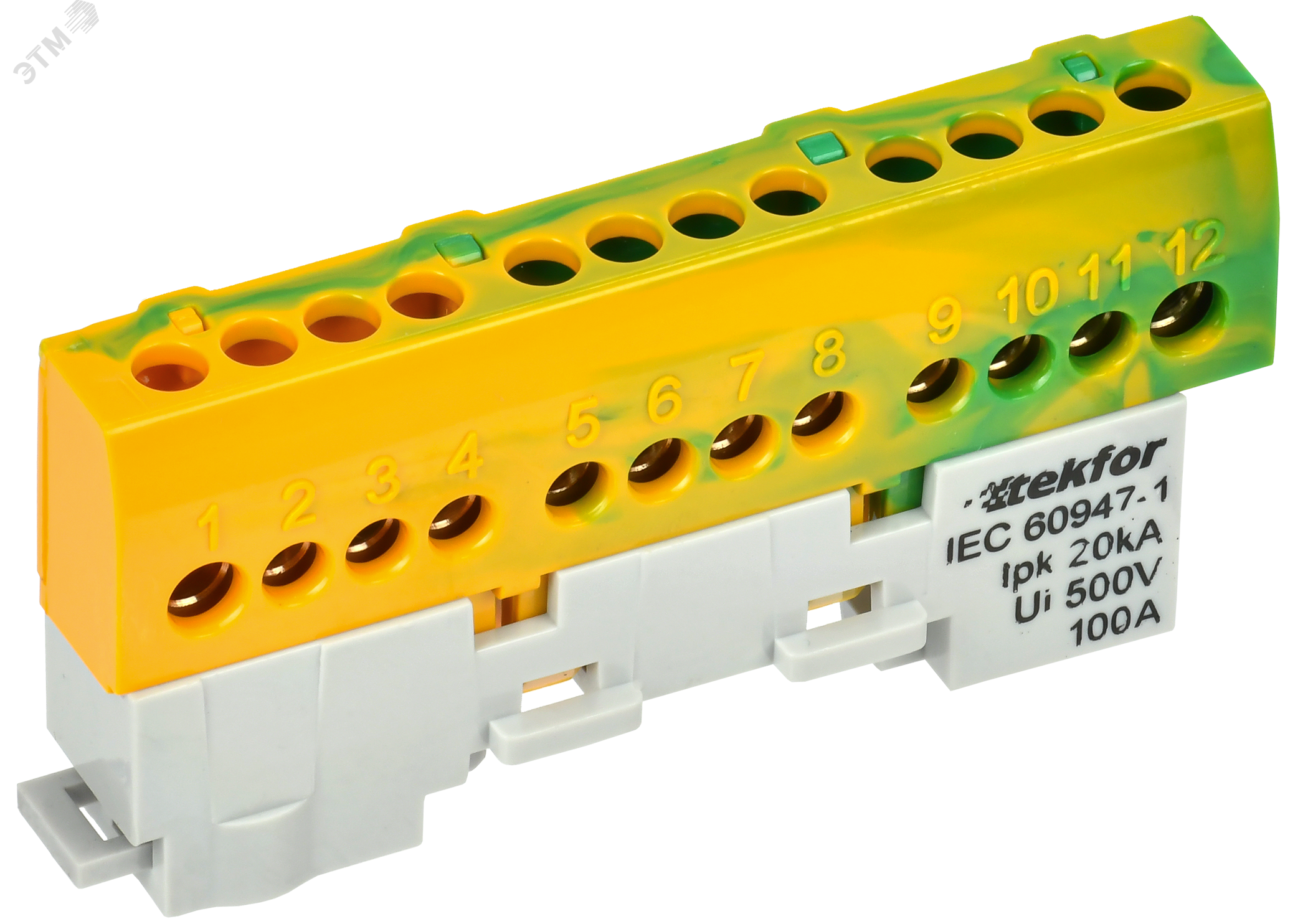 TEKFOR Шина PE земля изолированная на универсальном держателе 6х9-12-ЖЗ IEK TF-NN10-12-KL-K52
