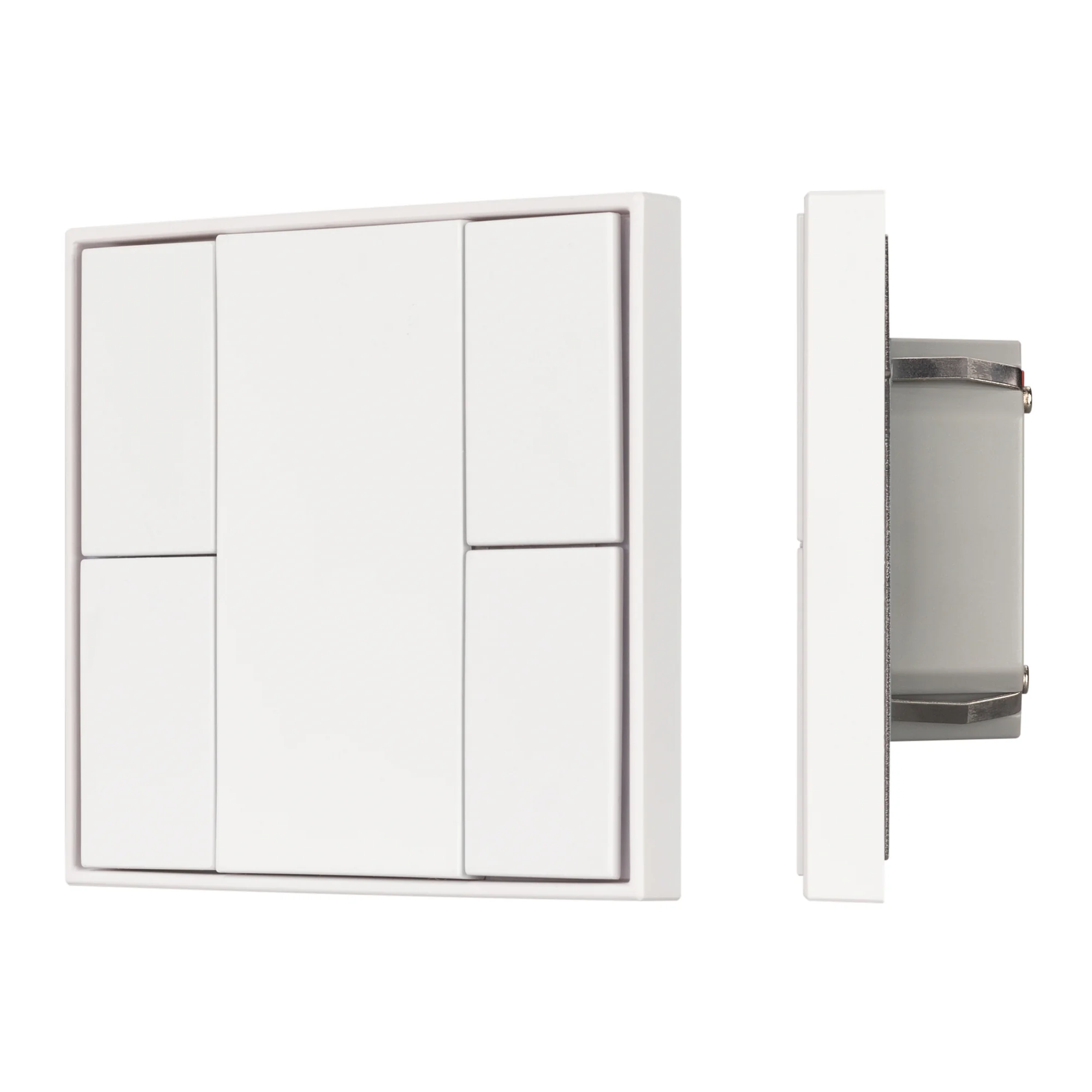 INTELLIGENT ARLIGHT Кнопочная панель KNX-301-22-4-SH-IN White (BUS, Frame) 037722 - Универсальная многофункциональная встраиваемая настенная панель для систем KNX. 4 клавиши. Тонкая рамка, материал - пластик. Цвет корпуса - белый. Питание от шины KNX DC 2