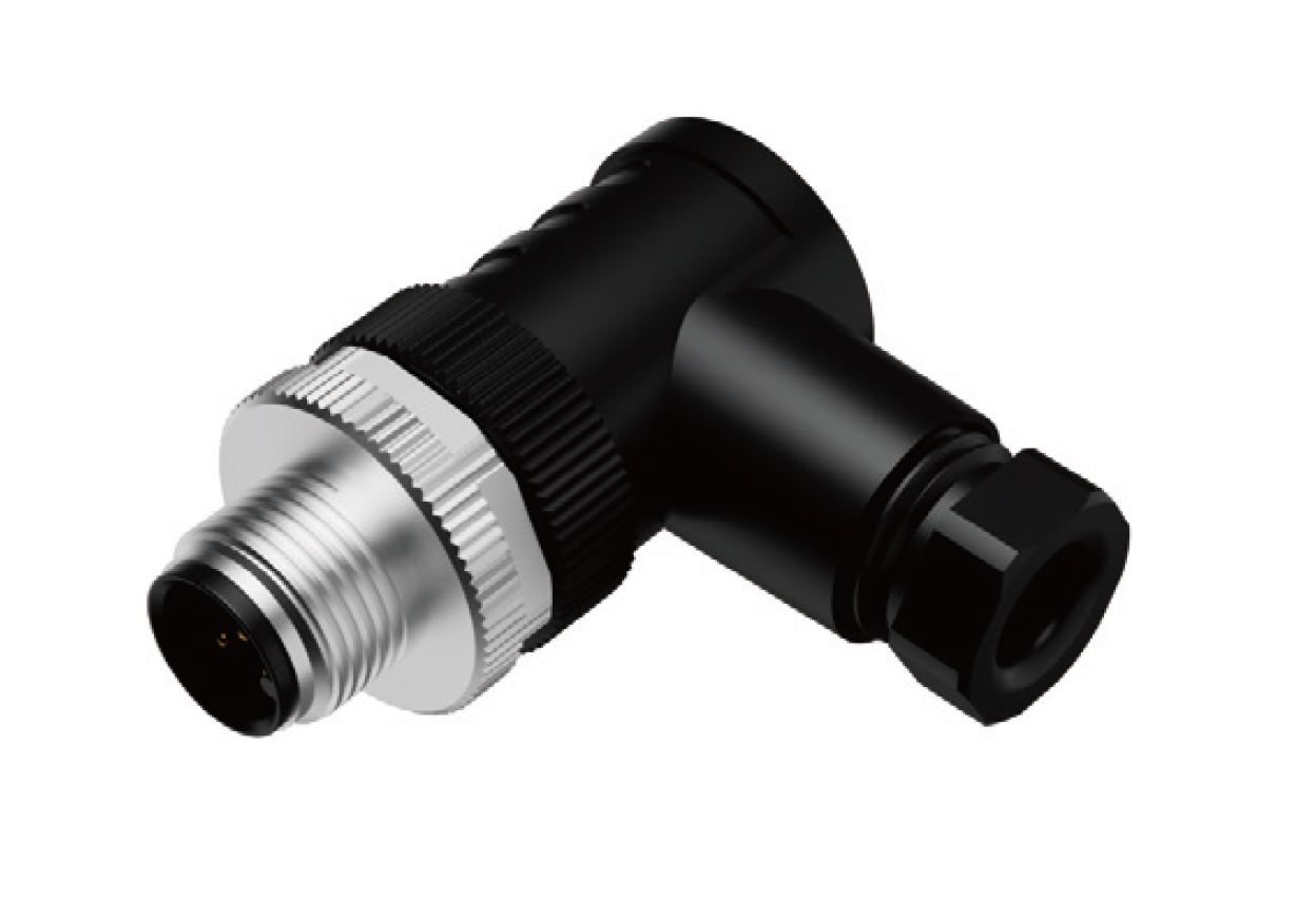 Вилочный разъем M12A05MPAFWSR608001 - Вилочный разъем на кабель, 5 полюсов, M12, угловой, A-Code, диаметр кабеля: 6,0-8,0 мм, 4А, 60V, корпус из пластика, резьбовое соединение: цинк