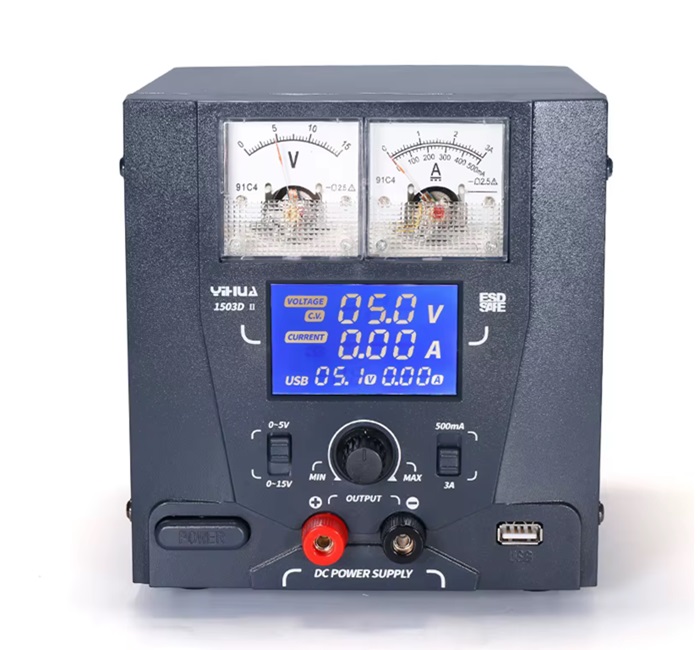 YIHUA 1503D-II - Блок питания лабораторный одноканальный 0-15В/3A USB