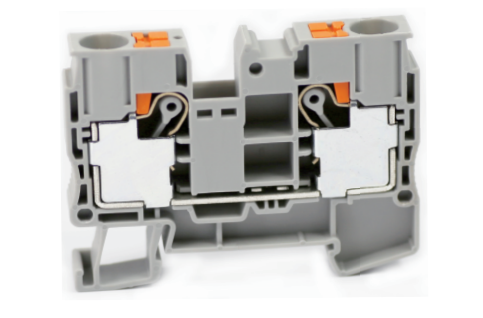 Проходная клемма UJ6-10 - Проходная клемма, тип фиксации провода: push-in, номинальное сечение: 10 мм кв., 57A, 1000V, ширина: 10,2 мм, цвет: серый, тип монтажа: DIN 35