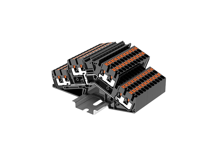 Этажная клемма TPDS2.5-4-PV - Этажная клемма, межэтажное соединение, 2Х4 точек подключения, тип фиксации провода: push-in, номинальное сечение: 2,5 мм кв., 20A, 800V, ширина: 5,2 мм, цвет: черный, тип монтажа: DIN 35
