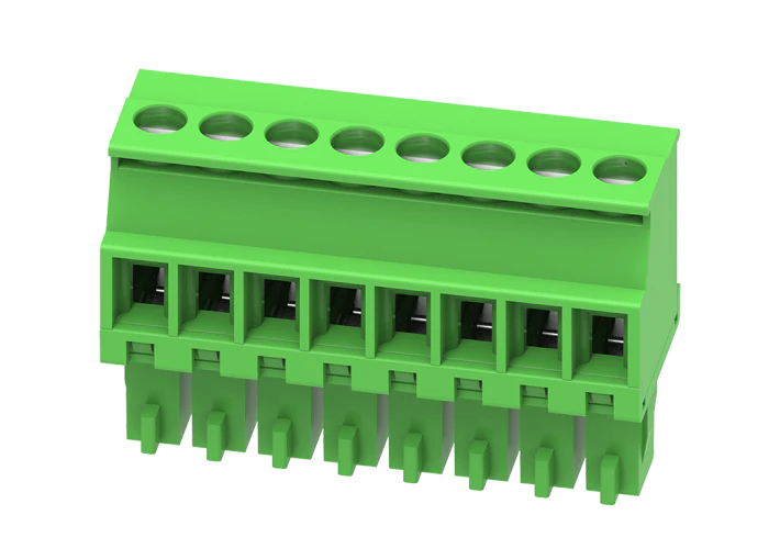 Розеточный разъем на кабель MC-RE3.5V19C-0001 - Розеточный разъем, угловой, на кабель, шаг: 3.5 мм, 19 полюсов, фиксация провода винтовая, исполнение: стандартное, 160V, 8A, цвет: зеленый