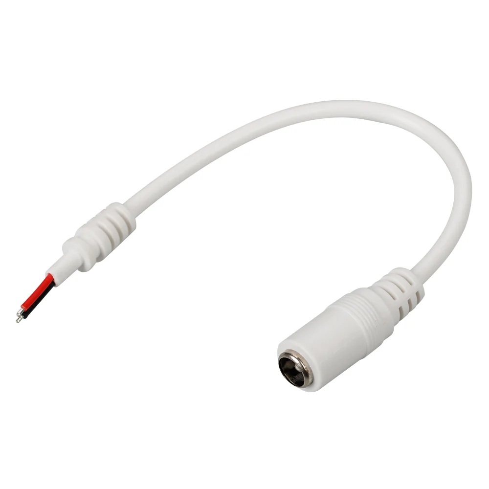 Коннектор питания J5.5-2.1mm-M-10cm 020775 - гнездо (M (Mor) - "мама") для подключения одноцветной светодиодной ленты к адаптеру питания с коаксиальным коннектором 5,5х2,1 мм, длина кабеля 10 см. Максимальный ток 3А, напряжение до 50В.