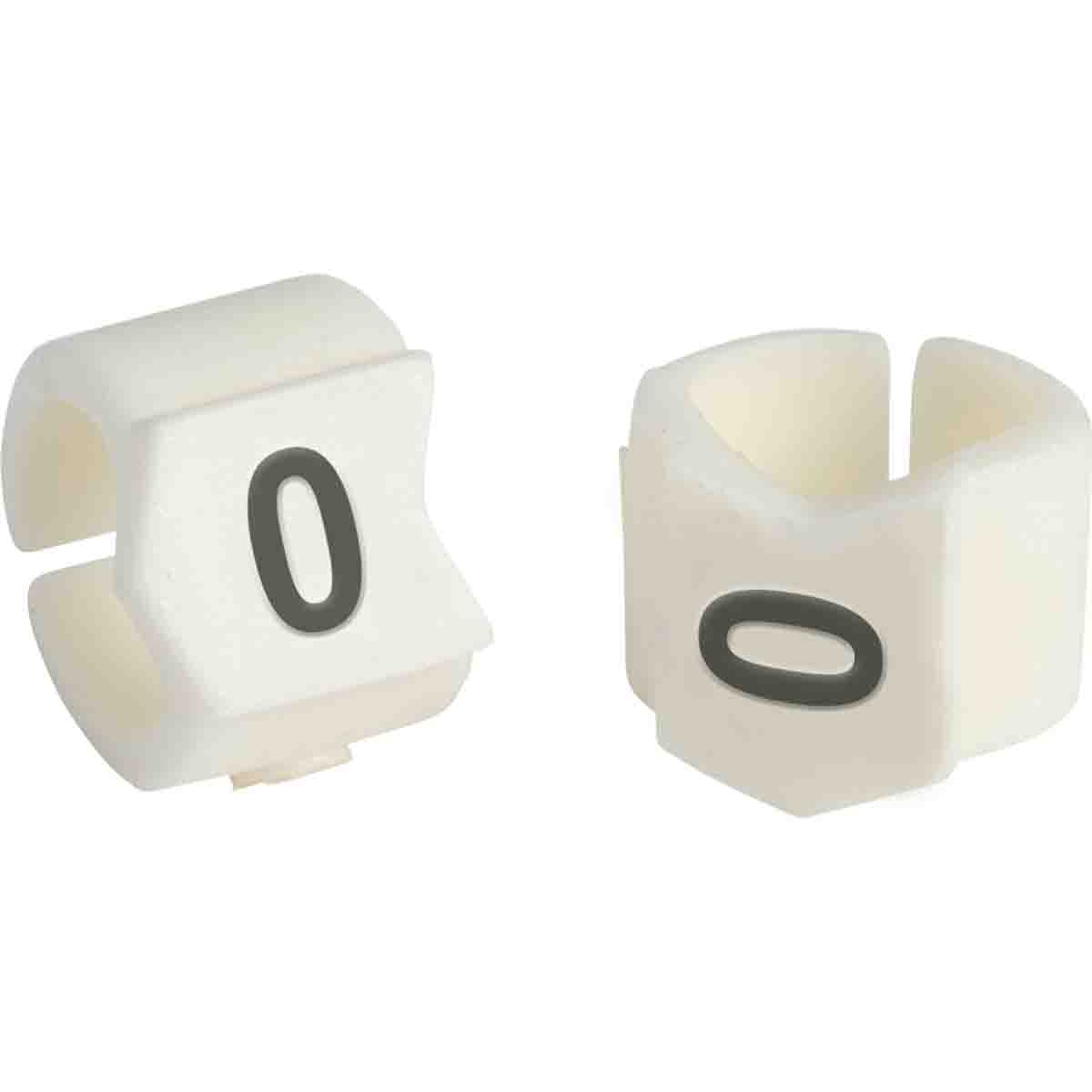 brd133400 - SCN-23-0 клипсы белые, 50шт/упак, для провода 5,9-8,5мм диаметра, легенда 0