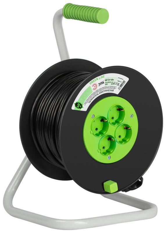 Удлинитель на пластик. катушке 4х40м с заземл. KAT-3x1-40m Greenline ПВС 3х1 Эра Б0065116
