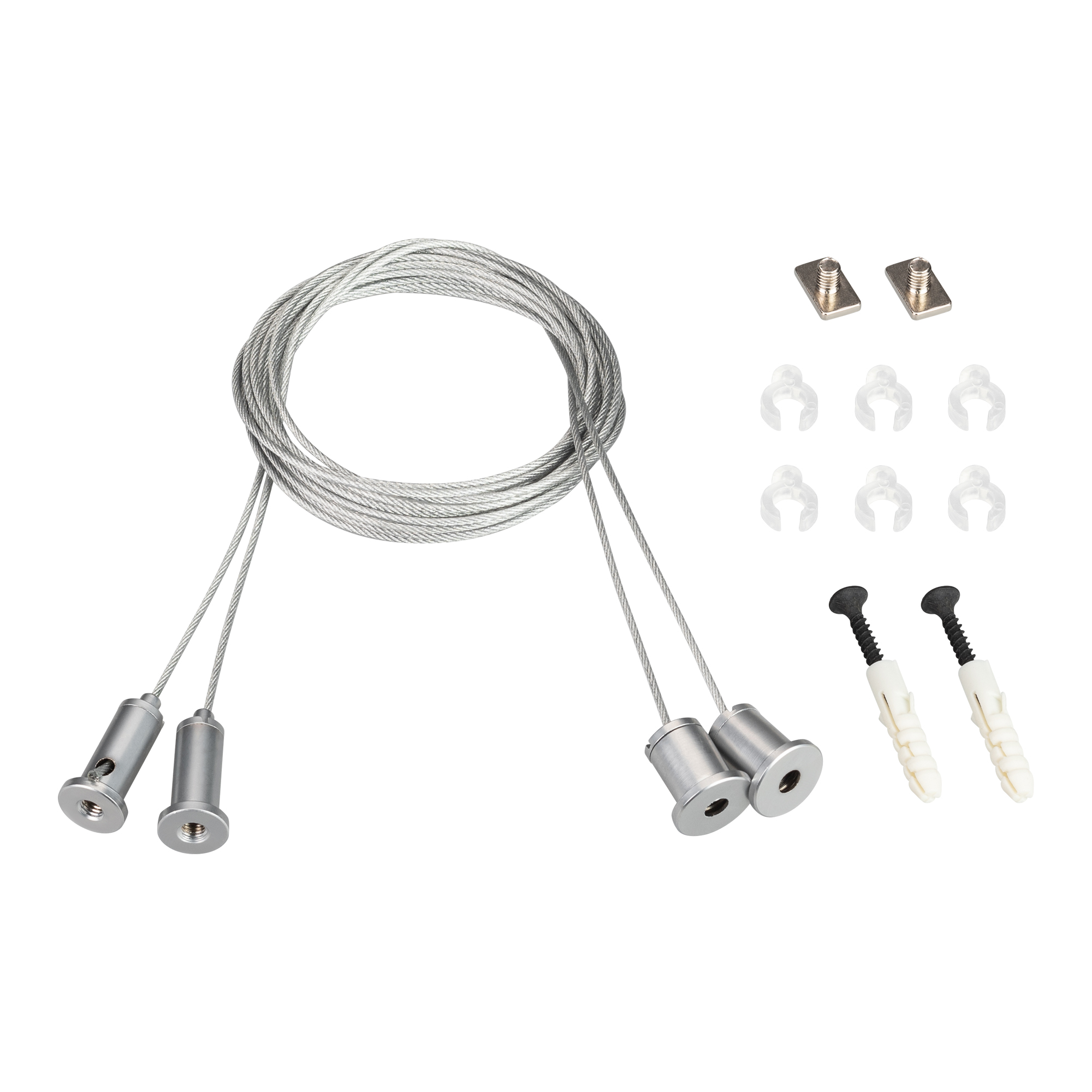 Подвес SL-LINE 2x4m Long Set (Pad 9x2mm) 023422(1) - Длинный 4м подвес для профилей SL-LINE, S2-LINE, SL-ARC (для профиля < 2 м). В комплекте: трос 4м-2шт, винт с площадкой 9х15х2мм - 2шт. Максимальная нагрузка на 1 тросик 17,5 кг. Цена за 1 комплект.