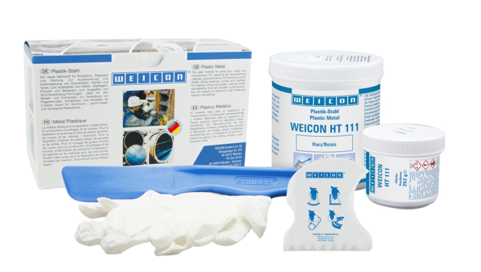 wcn10260005 - 10062984 WEICON HT 111 (0,5 кг) Эпоксидный композит пастообразный, наполненный сталью, термостойкость до 200°