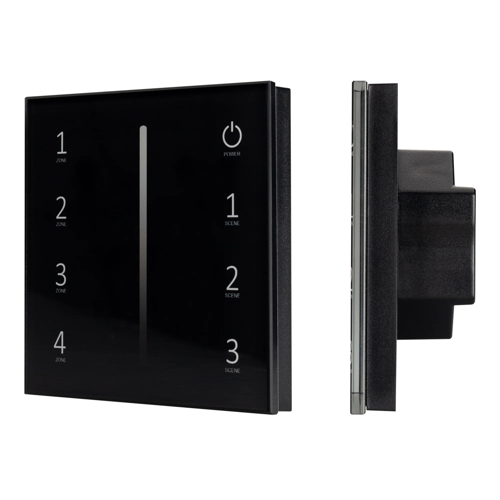 Панель Sens SMART-P17-DIM Black 230V, 4 зоны, 2.4G ARL, IP20 пластик, 5 лет