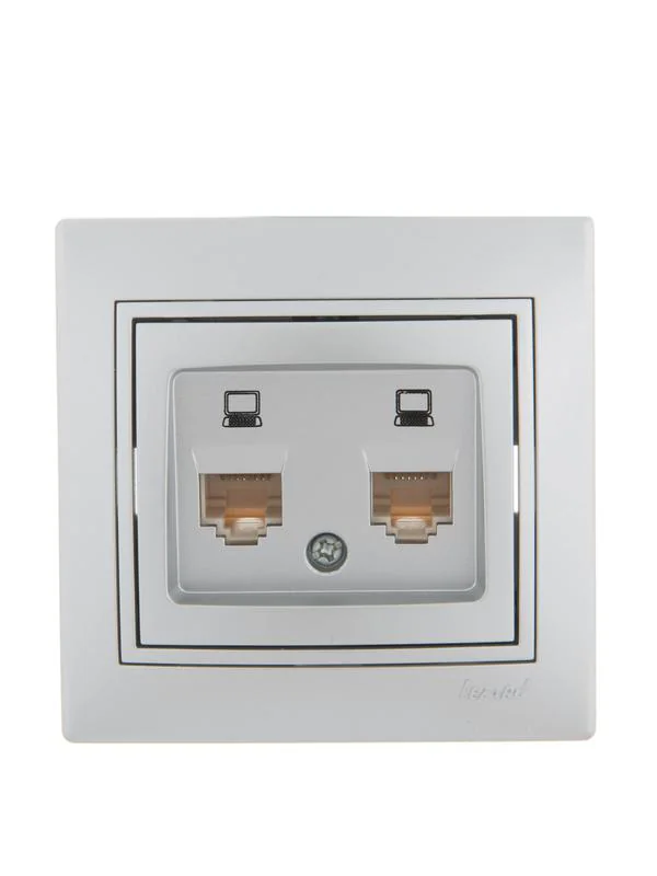 Розетка компьютерная 2-м СП Mira RJ45 сер. метал. 701-1010-141