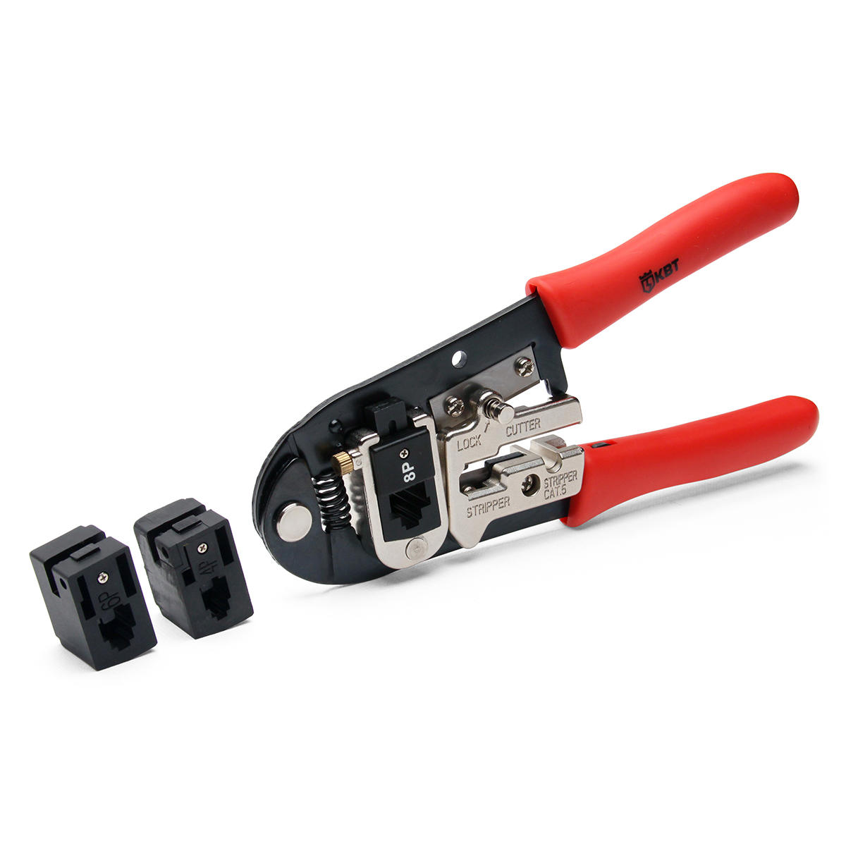 JT-01B - Клещи для обжима разъемов 8Р8С (RJ-45), 6Р6С (RJ-12), 6P4C (RJ-11), 6Р2С, 4P (RJ-22), три сменных модуля 8P, 6P и 4P