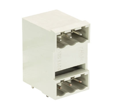 Вилка Wiecon 8113 SEG/3/6 W OB - Вилочный разъем, горизонтальный, на плату, шаг 5 мм, 2 этажа, 3 полюса, фиксация на плате пайкой, 400V, 10А, без маркировки, цвет: серый, серия 8113 SEG G