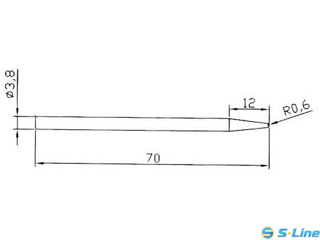B1-1 - Жало паяльное многослойное долговечное для паяльников серии ZD-407-30w, ZD-36, WD-30w, диаметр 3,8мм, заостренный конус длиной 12мм