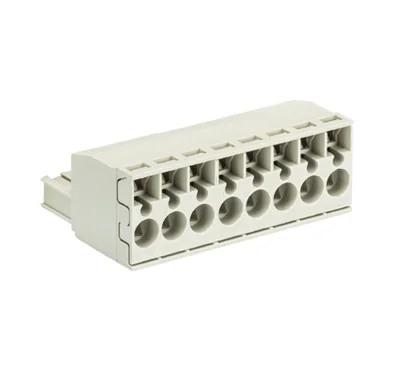 Розетка Wiecon 8213 BFK /8 TOP K - Розеточный разъем, угловой, на кабель, шаг 5,08 мм, 8 полюсов, номинальное сечение: 2,5 мм кв., пружинная фиксация провода, 400V, 12А, с маркировкой, цвет: серый, серия 8213 BFK