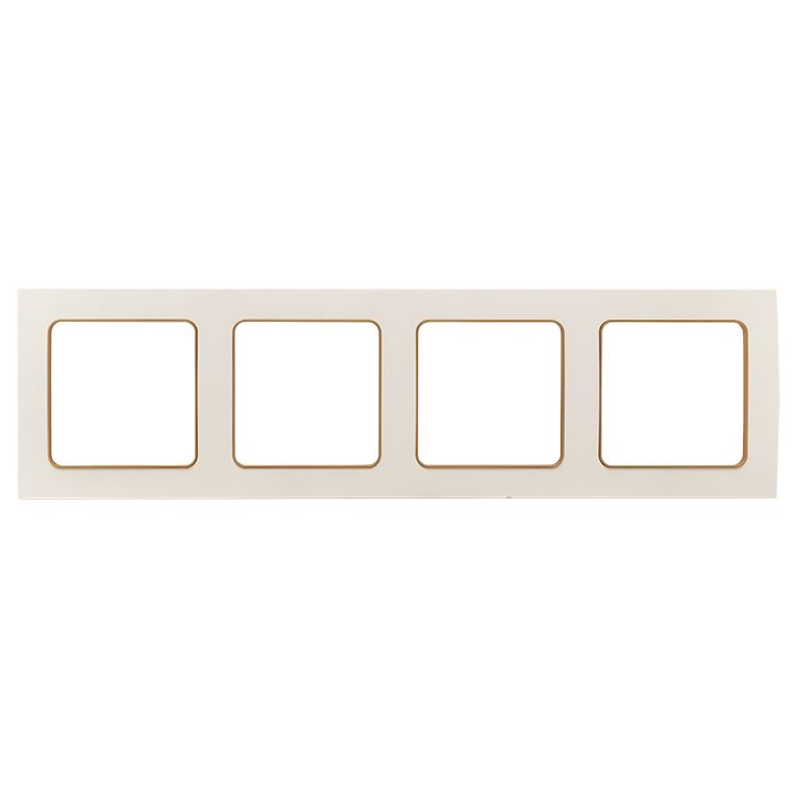 Стокгольм Рамка 4-местная белая с линией цвета шампань PROxima EAM-G-303-20