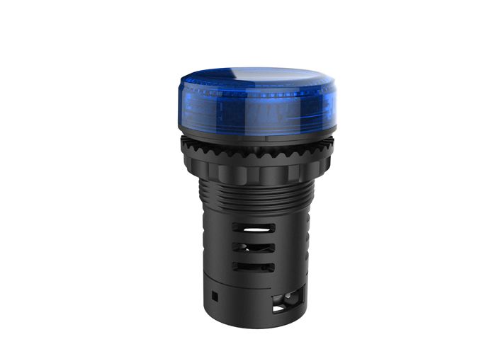 Индикатор (синий) TS2011-3BF40 - Индикатор, тип F2, LED AC/DC 110V, пластиковое переднее кольцо, диаметр головки индикатора 29,5 мм, диаметр посадочного отверстия: 22 мм, цвет: синий