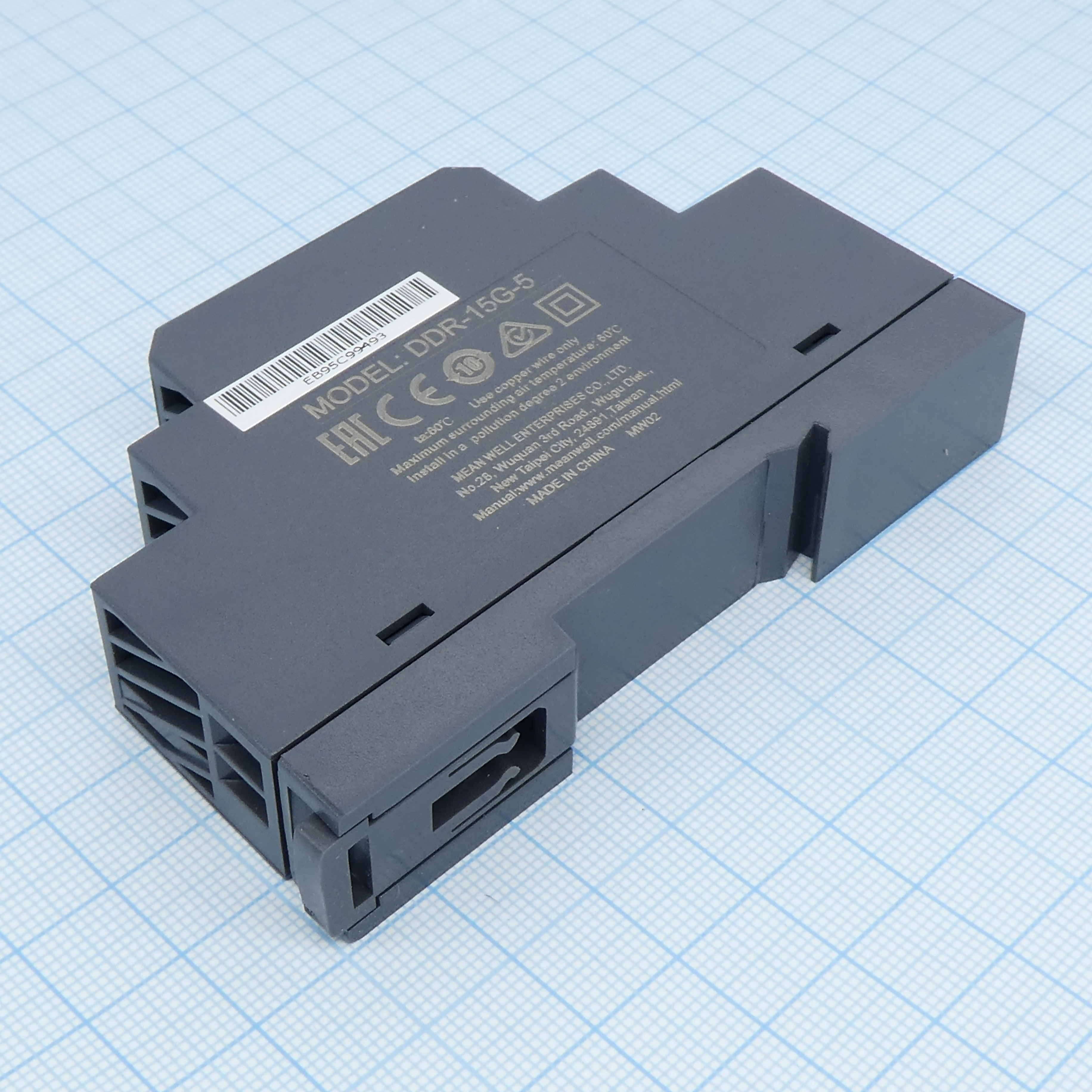 DDR-15G-5 - DC-DC, 15Вт, вход 9…36 В DC, выход 5В/3А, изоляция 4000В DC, в кожухе на DIN-рейку, 17.5х90х54.5мм, -40...+85°С