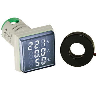 DMS-301 - Цифровой LED многофункциональный измеритель AC 60-500В/2-100А/0-99Гц, AD16-22VAHZS, белый, установка на панель в отв d=22мм
