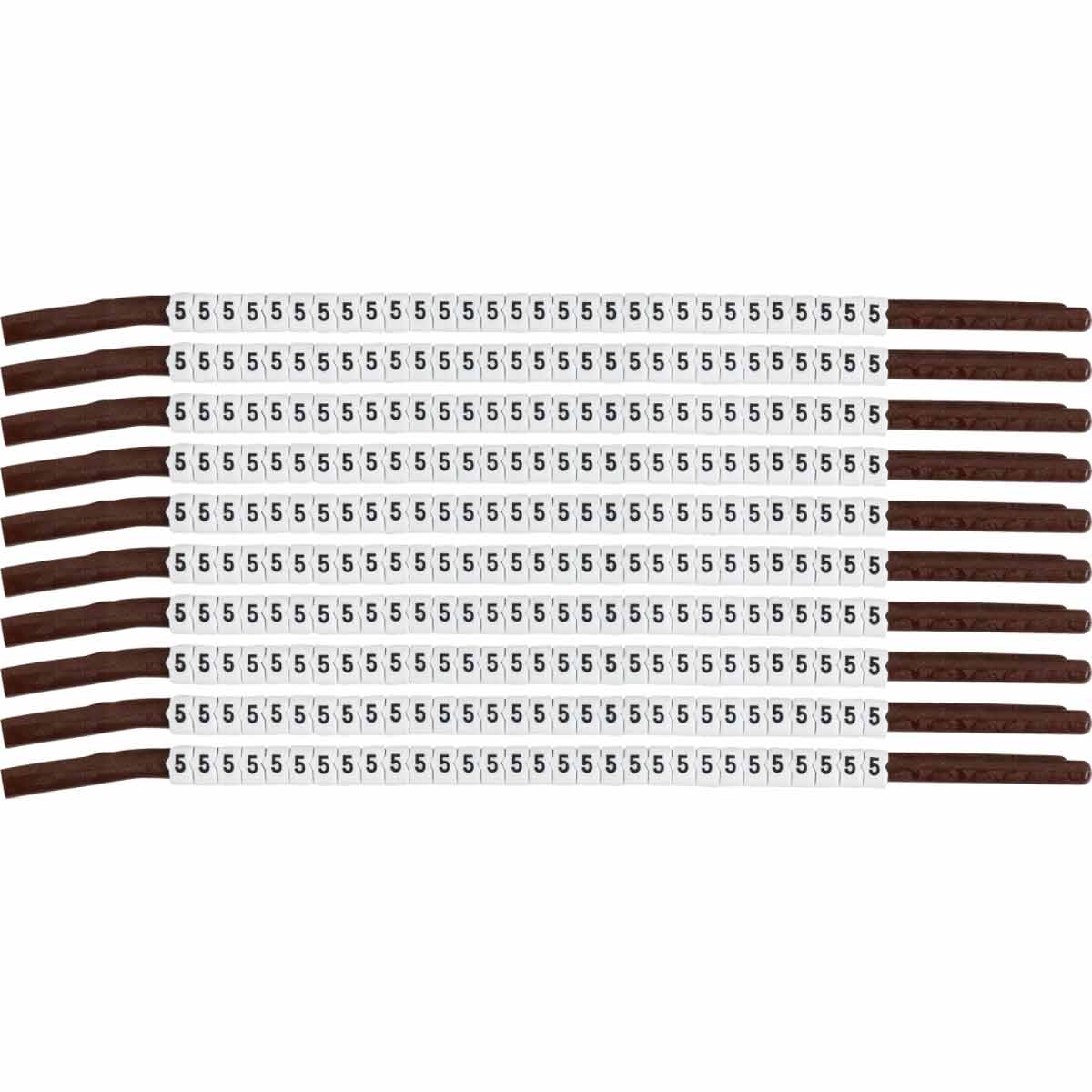 brd133905 - SCN-15-5 клипсы белые, 300шт/упак, для провода 3,8-4,6мм диаметра, легенда 5