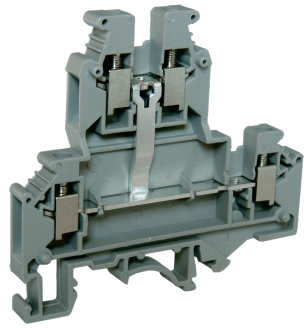Этажная клемма UKJ-4/2X2LE - Этажная клемма, межэтажное соединение, серия E, тип фиксации провода: винтовой, номинальное сечение: 4 мм кв., 32A, 500V, ширина: 6,2 мм, цвет: серый, стандарт GB/T14048.1, тип монтажа: DIN 35