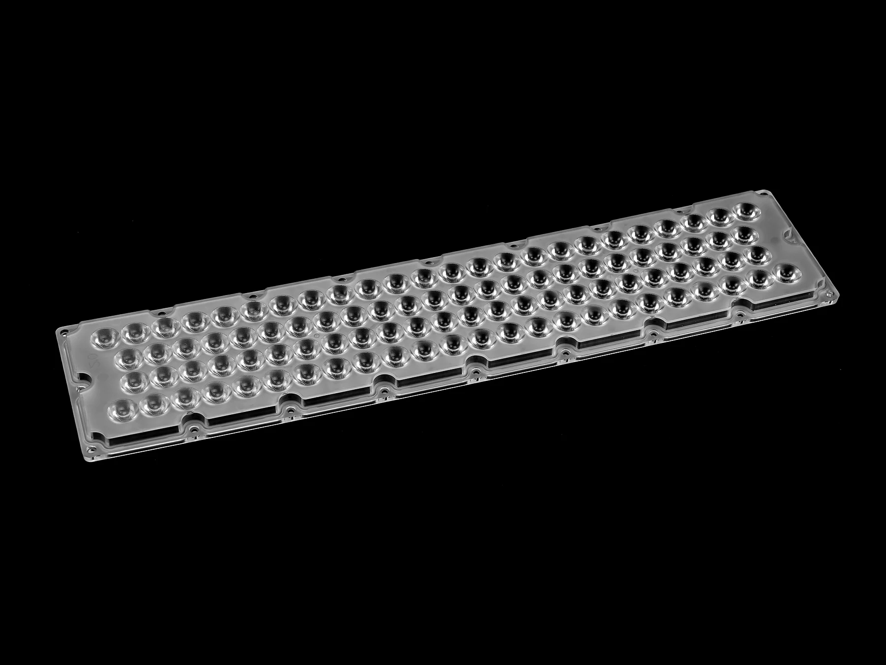ARHB520D96LED10G - Групповая прямоугольная линза на 96 светодиодов 3030/3535 , эфф=90%, диаграмма ~10°, 520mm   H:116mm, PC-1250Z