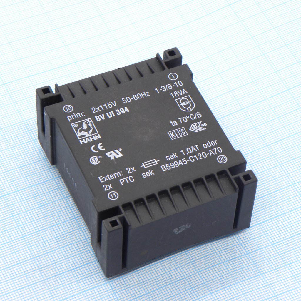 BV UI 394 0097 - Трансформатор питания 18ВА  2*115В, 2*21В, 2*428мА 70/B (45)