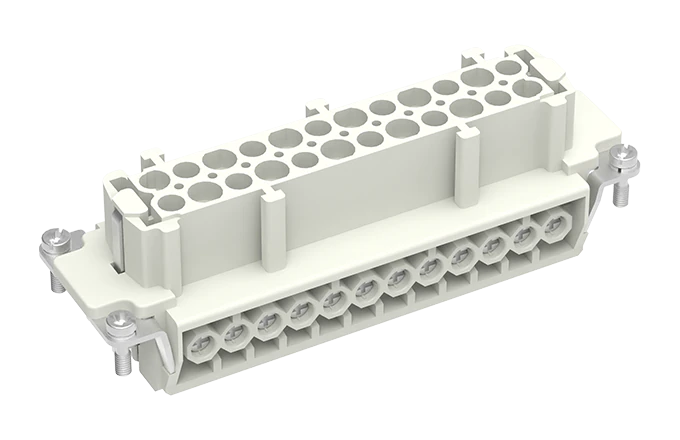 Розеточная контактная вставка SE-024-F - Розеточная контактная вставка, винтовая фиксация, 24 полюса + PE, типоразмер 24B, 500V, 16A, сечение обслуживаемых проводников 0,14-2,5 мм кв,, тип покрытия контактов: серебро