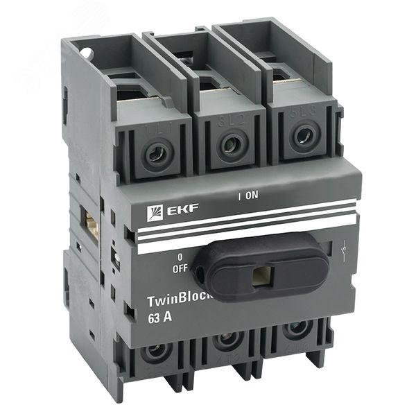 Рубильник 3п 63А с рукояткой управления для прямой установки TwinBlock tb-63-3p-f