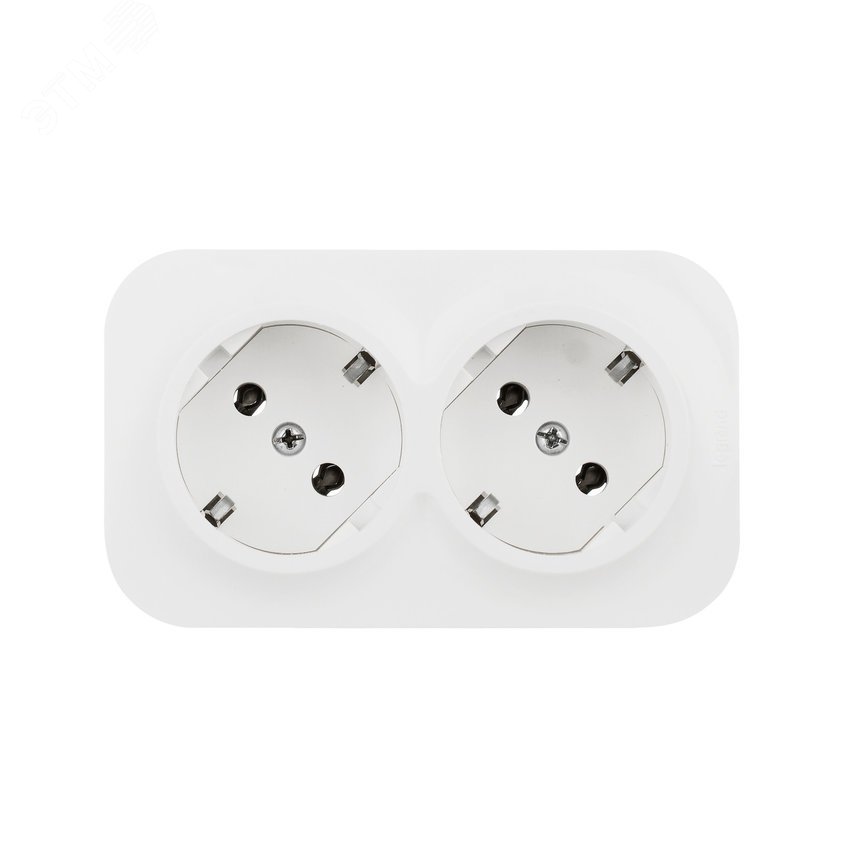 Розетка 2-м ОП Quteo 16А IP20 250В 2х2P+E с заземл. без защ. шторок бел. Leg 782233