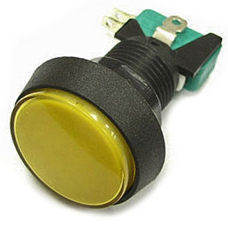 GMSI-4B-C NO(NC)+NC(NO) YELLOW - Кнопка круглая с LED подсветкой, цвет желтый, диаметр 44мм, посадочное отверстие 24.5мм, 5А/250В