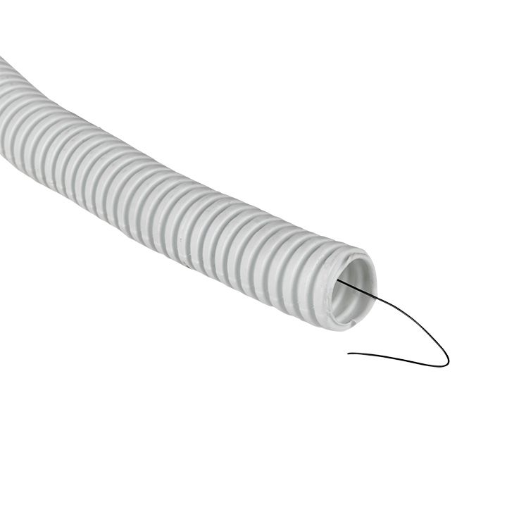 Труба гофр. ПВХ с протяжкой d20 мм (100 м) белая Plast tg-z-20-100-white