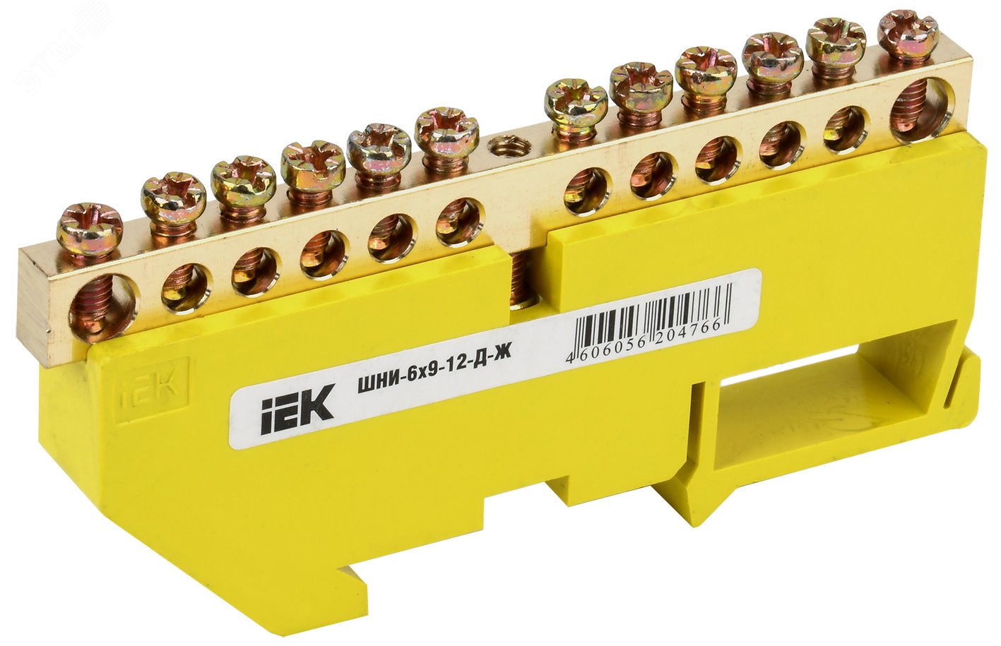 Шина PE "земля" на DIN-изоляторе ШНИ-6х9-12-Д-Ж IEK YNN10-69-12D-K05