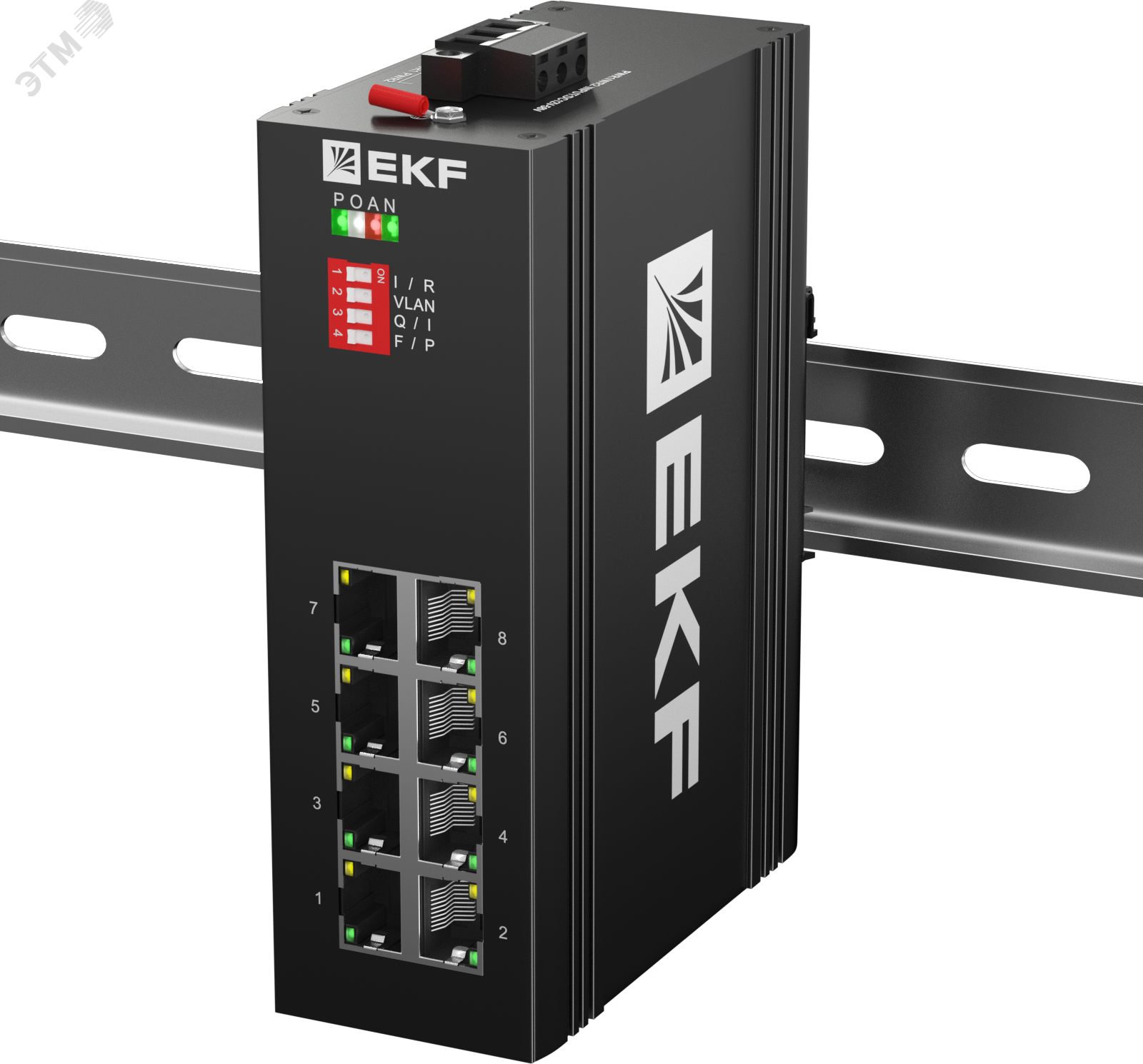 Промышленный неуправляемый коммутатор U-8GTP, 8 портов 10/100/1000Base-T(X) RJ45 c PoE, монтаж на динрейку TSX EKF