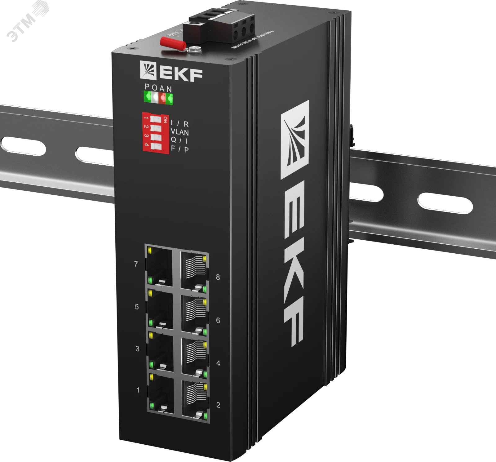 Промышленный неуправляемый коммутатор U-8GTP, 8 портов 10/100/1000Base-T(X) RJ45 c PoE, монтаж на динрейку TSX EKF