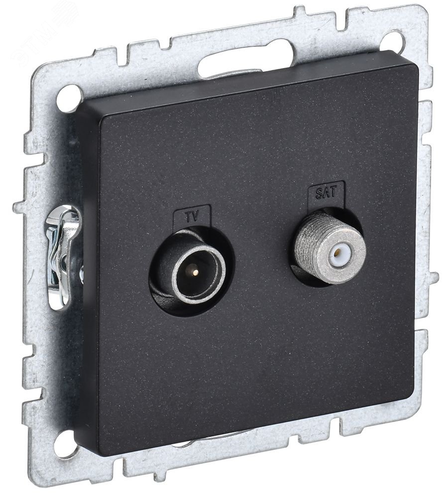 BRITE Розетка двойная TV+SAT РТВ/РСп12-БрЧ черный BR-AF20-O-K02