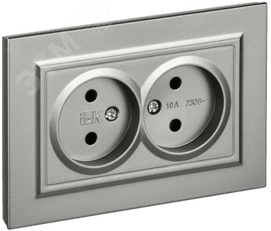 Розетка 2-м СП BRITE РС12-2-БрС 10А в сборе без заземл. без защ. шторок сталь BR-R20-10-K46-F