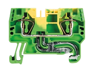 Клемма заземл. WKFN 4 SL/35 - Заземляющая клемма, тип фиксации провода: пружинный, номинальное сечение: 4 мм кв., 32A, 800V, ширина: 6 мм, цвет: желто-зеленый, тип монтажа: DIN 35