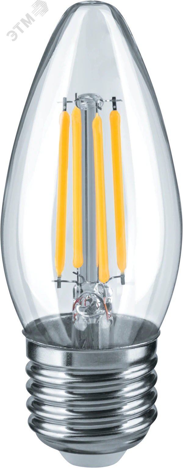 Лампа светодиодная LED 6вт Е27 теплый свеча FILAMENT 21355