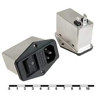 DL-1DZ2KR  1A. 250V - Однофазный сетевой фильтр 1А 250В встроенный выключатель и предохранитель