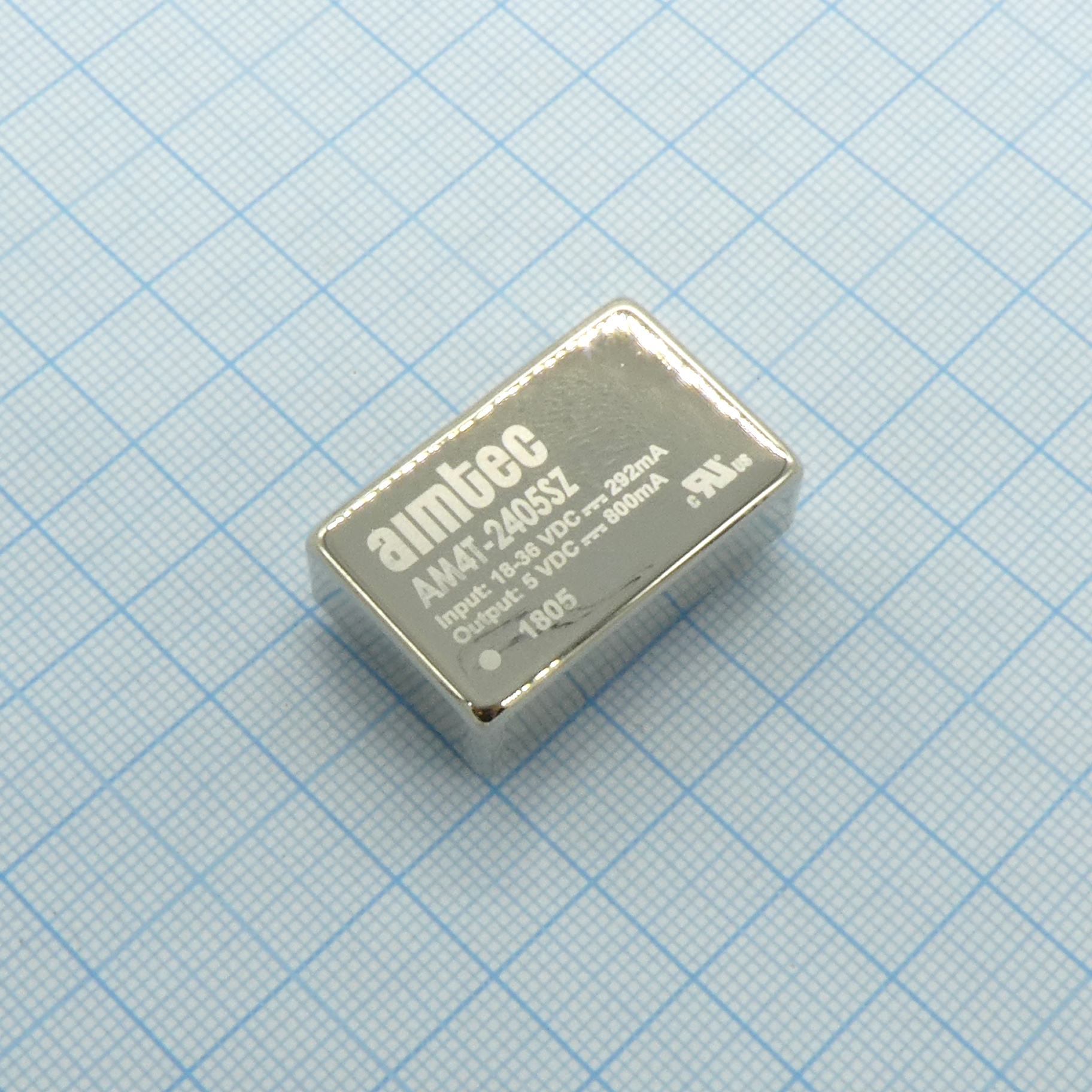 AM4T-2405SZ - DC/DC, 4Вт, вход 18…36В, выход 5В/0.8А, изоляция 1500В DC, КПД 80%, максимальная емкостная нагрузка не более 1000мкФ, DIP24, 31.75x20.32x10.16мм, -40…85°C, металл