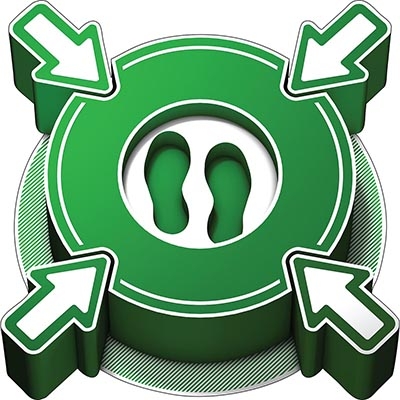 gws307911 - Знак безопасности 3D "Сохраняйте дистанцию. Ожидайте здесь", белый на зелёном, размер 500 х 500 мм, 1 шт.