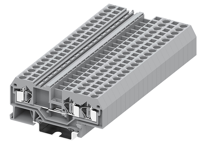 Проходная клемма 204951 - Проходная клемма, TA4-1-2, 3 точки подключения, тип фиксации провода: пружинный, номинальное сечение: 4 мм кв., 32A, 800V, ширина: 6 мм, цвет: серый, DIN 35
