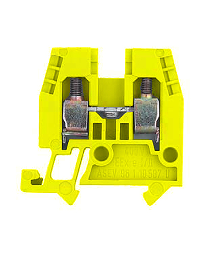 Клемма WKM 2.5/15 GELB - Проходная клемма, тип фиксации провода: винтовой, номинальное сечение: 2,5 мм кв., 25A, 500V, ширина: 5 мм, цвет: желтый, тип монтажа: DIN 15