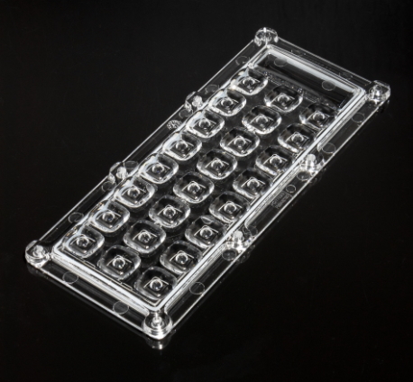 ALST173D24LEDT5 - Групповая прямоугольная линза 3x8 на 24 светодиода 3030/3535/5050, эфф=90%, диаграмма T5 (square), 173x71.39mm   H:9.8mm PMMA