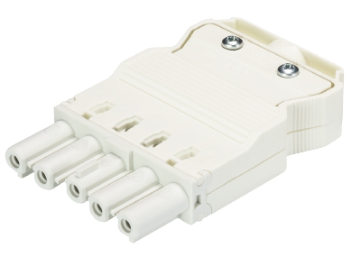 Разъем GST18i5S B1ZR1 WS - Розеточный разъем на кабель диам. 7 - 13,5 мм, 5 полюсов, винтовая фиксация, номинальное напряжение: 250/400V, номинальный ток: 20A, цвет: белый, серия gesis GST18i5