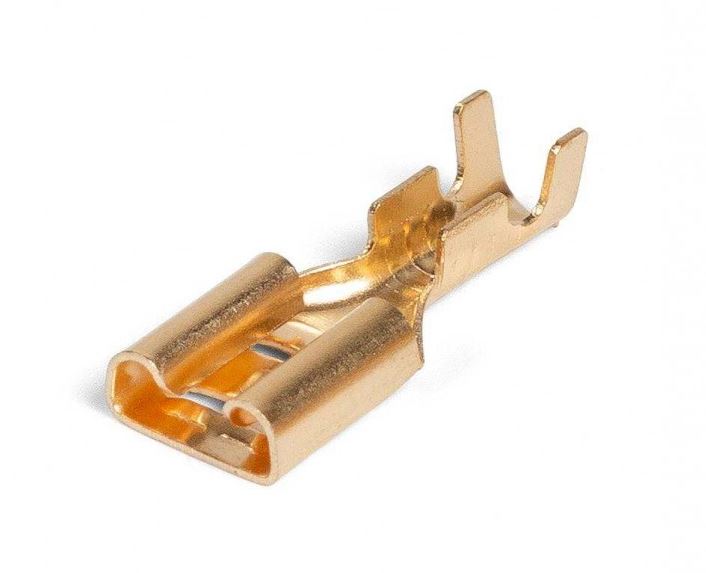 Разъем плоский, РП-М 0.8-7.5, 100465 - Разъем плоский, розеточный, латунь, РП-М 0.8-7.5 (сечение проводника 0,5 - 0,8 мм кв., ширина гнезда 7.5 мм), неизолированный, в упаковке 100 штук