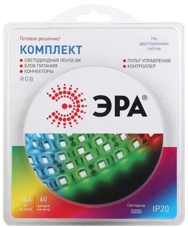 ЭРА Комплект светодиодной ленты 5050kit-14,4-60-12-IP20-RGB-5m (50/300)(кр.1шт)